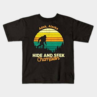 Vintage Adak, Alaska Mountain Hiking Souvenir Print Kids T-Shirt